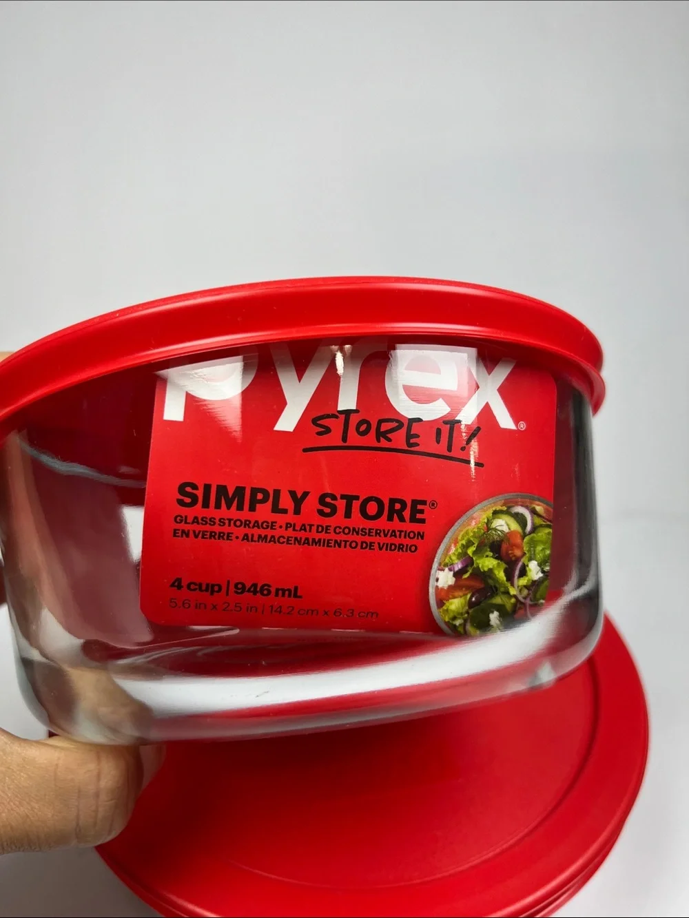 Pyrex Glass Storage Bowls with Red Lids - Set of 2